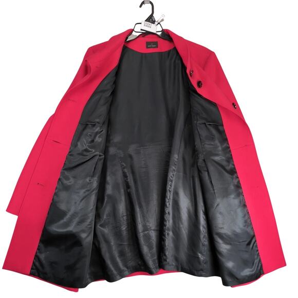 Fuchs Schmitt Red Pea Coat Jacket Women's US 14 Classic Preppy Lined Button Up - Picture 2 of 10